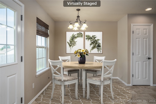 dining room with an inviting chandelier