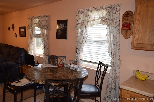 dining area with tile patterned flooring and plenty of natural light