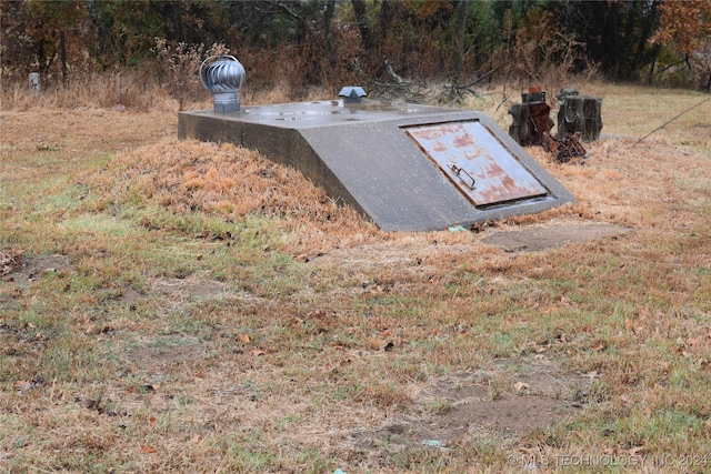 view of entry to storm shelter