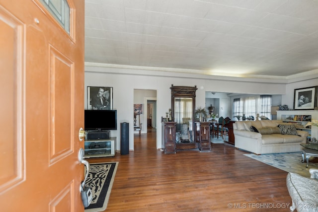 living room with hardwood / wood-style floors