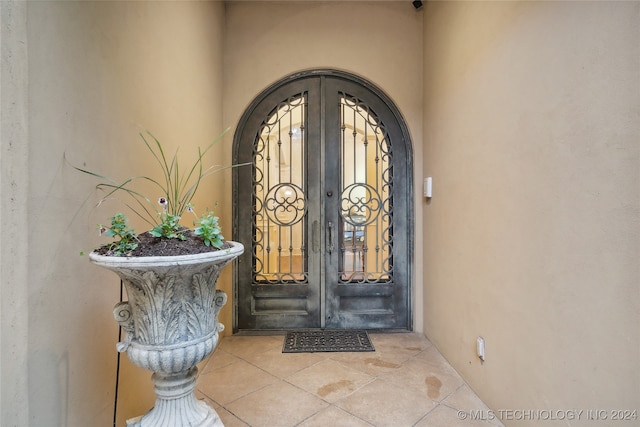 entrance to property with french doors