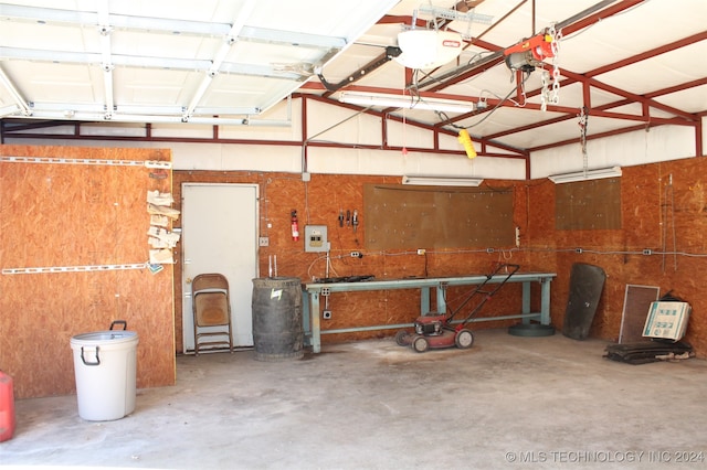 garage with a garage door opener