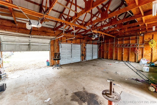 garage with a garage door opener