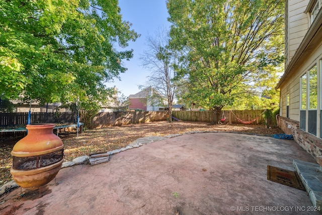 view of patio / terrace with a trampoline