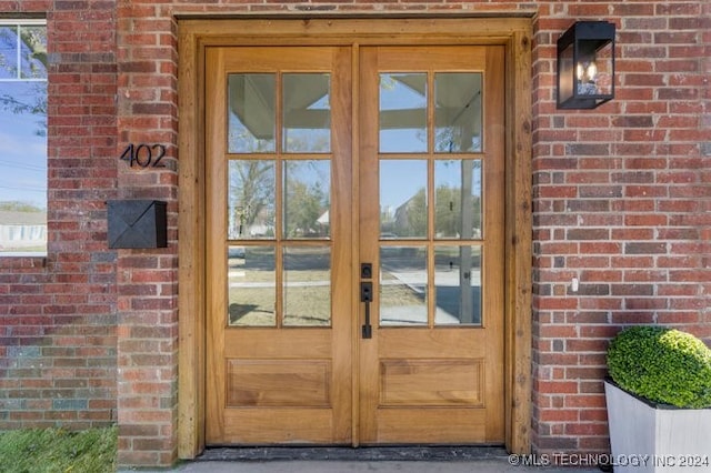 view of exterior entry with french doors