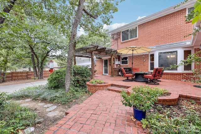 view of patio / terrace featuring a pergola