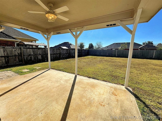 view of patio / terrace with ceiling fan