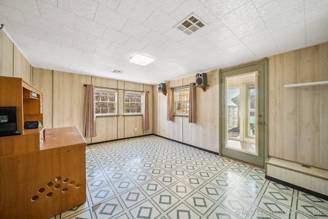 interior space with wood walls