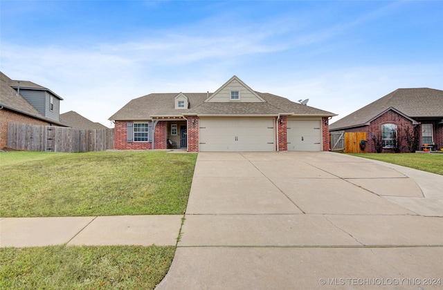 view of front of house with a garage and a front yard