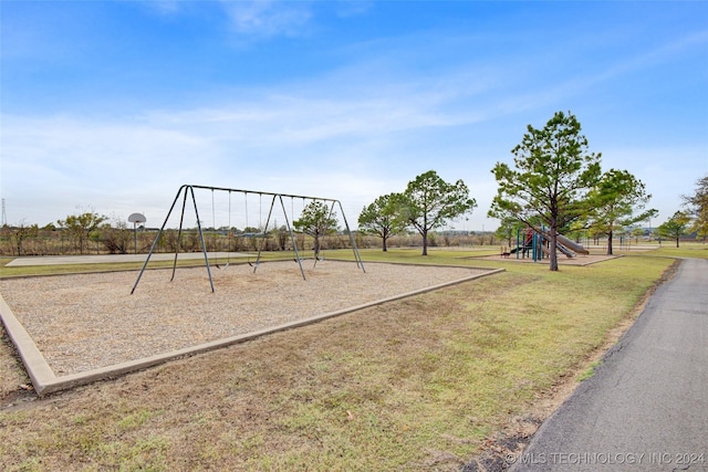 view of play area featuring a yard