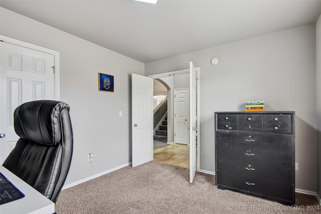 office area featuring carpet flooring