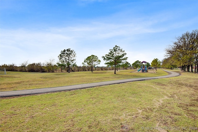 view of yard with a playground