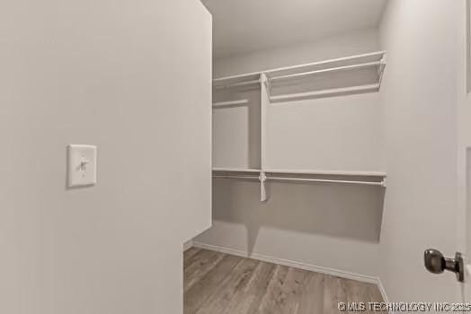 walk in closet featuring wood finished floors