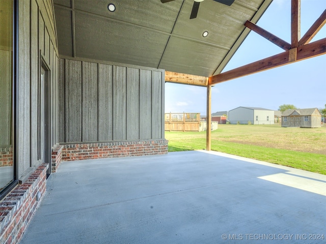 view of patio / terrace featuring a ceiling fan