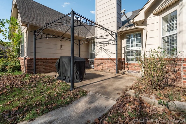 view of yard with a wooden deck and a pergola