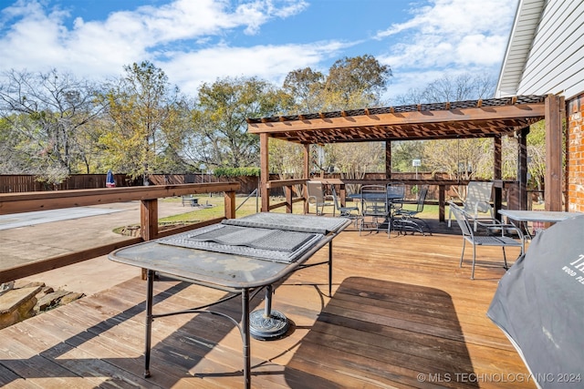 wooden deck with a pergola