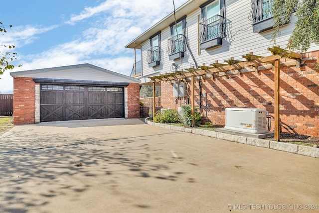 exterior space with a garage