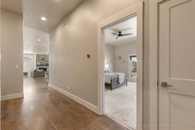 hall featuring hardwood / wood-style flooring