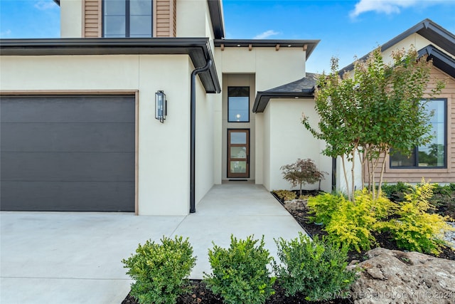 entrance to property with a garage