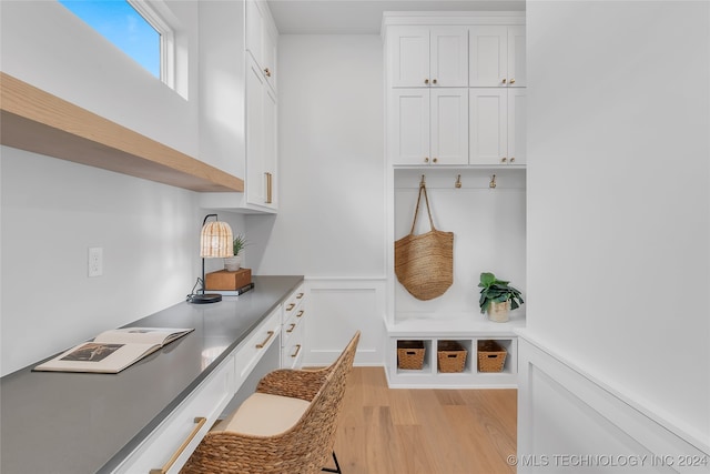 mudroom with light wood-type flooring