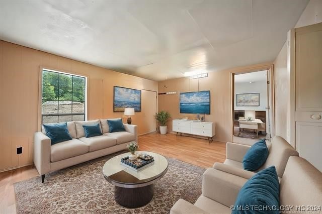 living room featuring light hardwood / wood-style floors