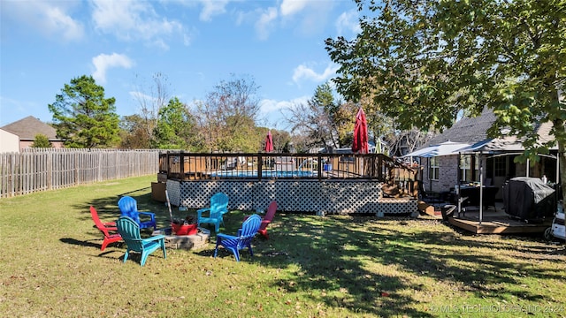 view of yard with a deck