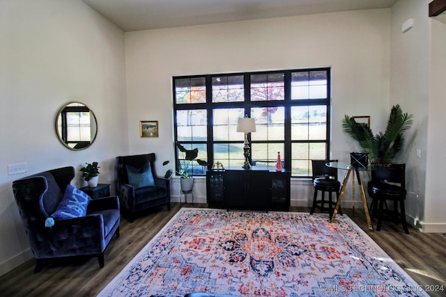 office area with dark hardwood / wood-style flooring