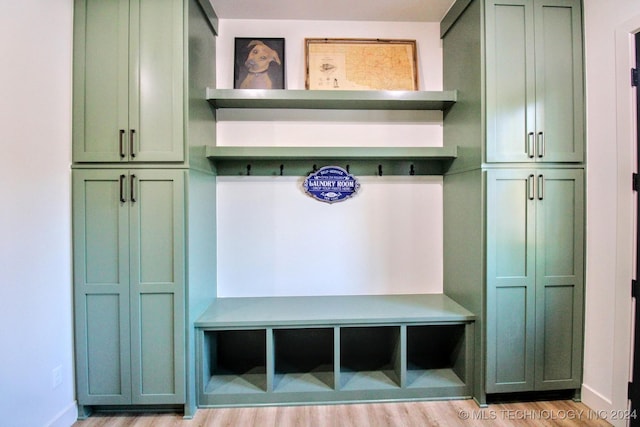 mudroom with light wood-type flooring