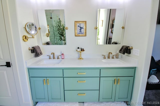 bathroom with vanity and walk in shower