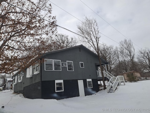 view of snowy exterior