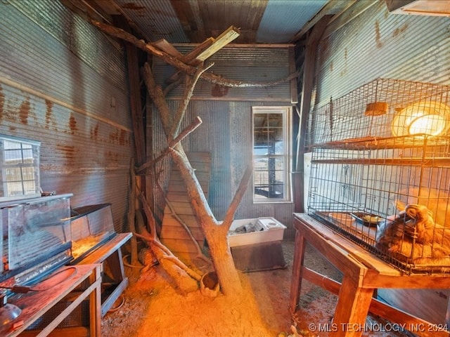 miscellaneous room with a wealth of natural light and wooden walls