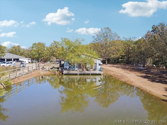 view of dock featuring a water view