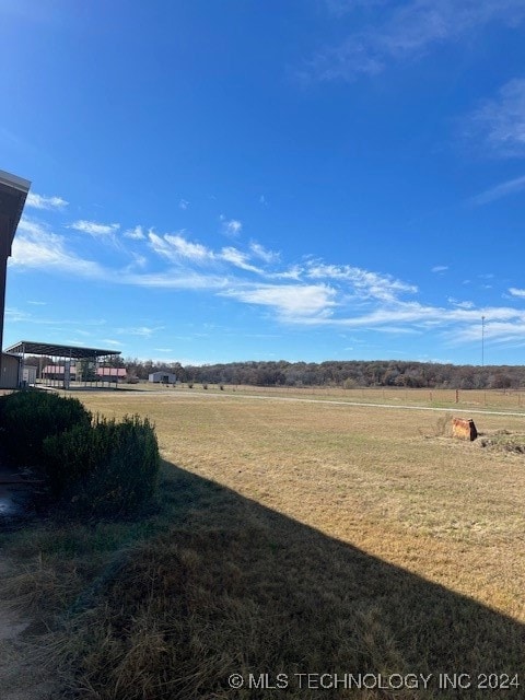 view of yard with a rural view