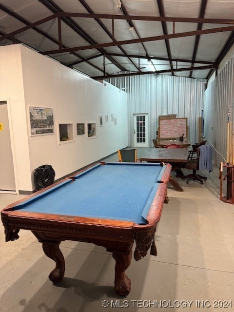 recreation room with concrete flooring and billiards