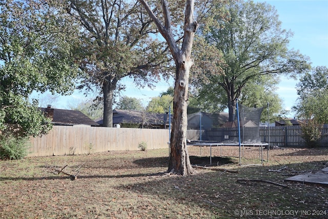 view of yard featuring a trampoline