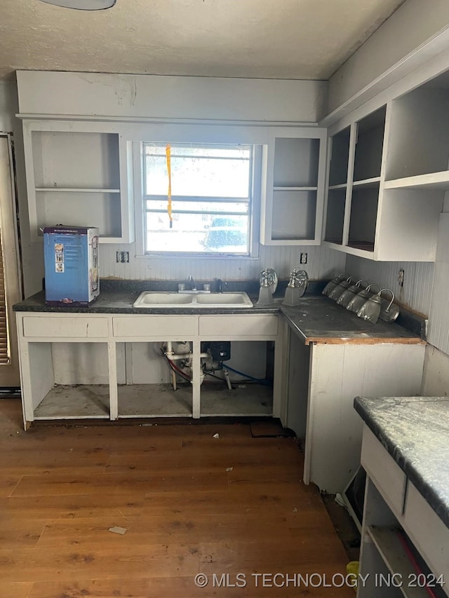 kitchen featuring wood-type flooring and sink