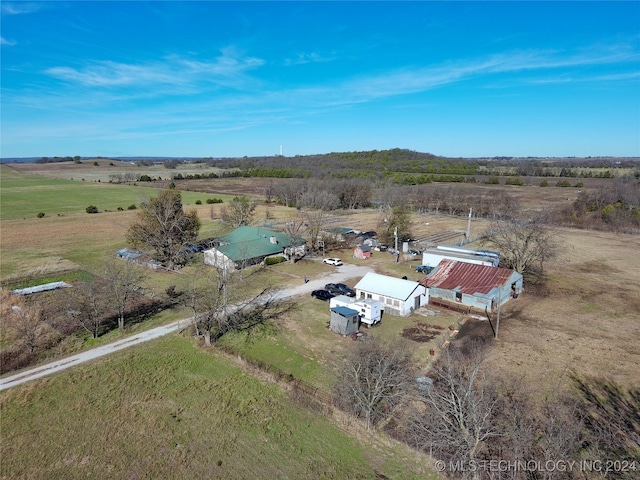 aerial view with a rural view