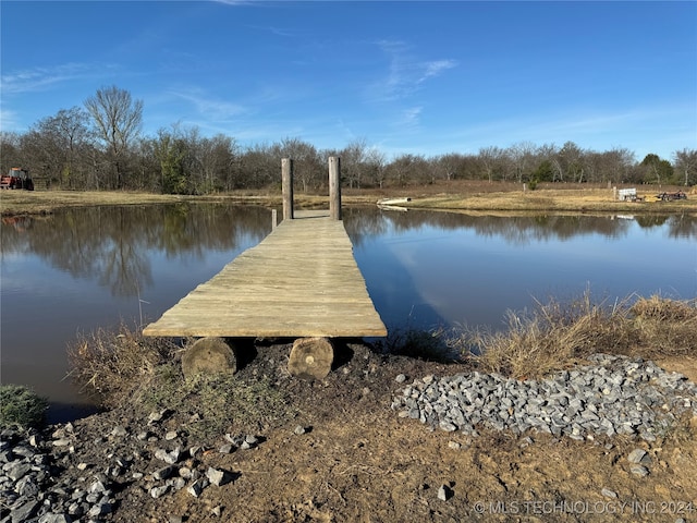 view of dock featuring a water view