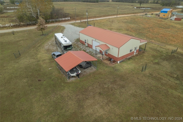 drone / aerial view with a rural view