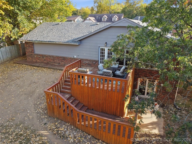 wooden deck featuring an outdoor living space