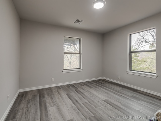 unfurnished room with light wood-type flooring and a wealth of natural light