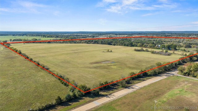 aerial view with a rural view