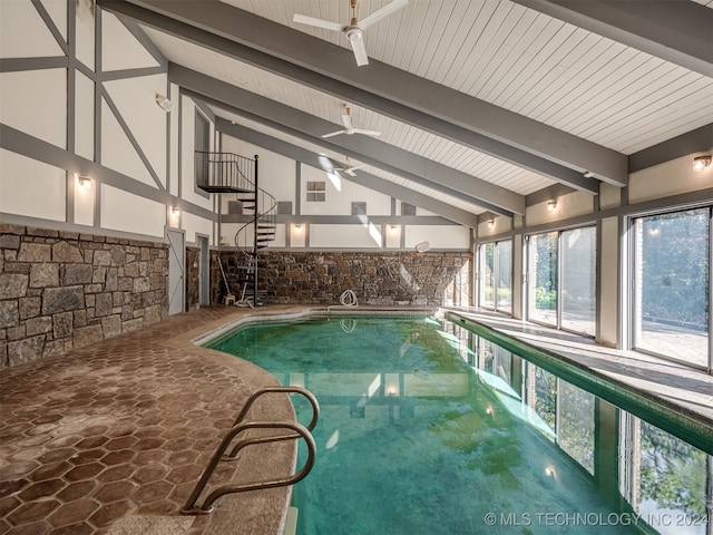 view of pool with ceiling fan