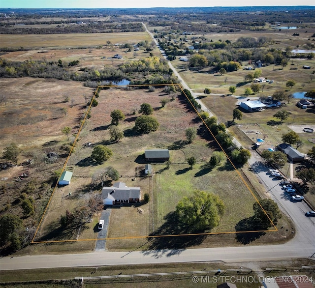 815 S Oak Grove Rd, Cushing, OK 74023 - view of rural area with property parcel outlined and a large body of water