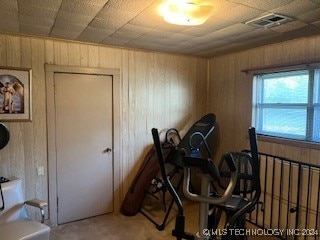 miscellaneous room with wooden walls