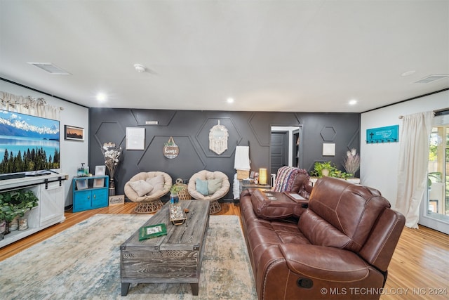 living room featuring light hardwood / wood-style floors