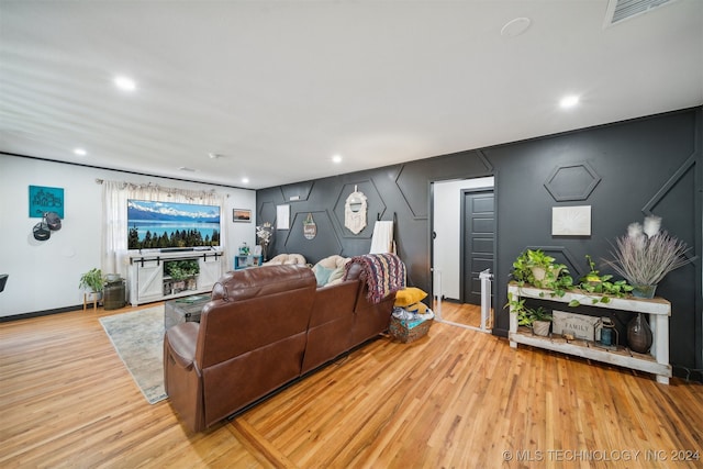 living room featuring light wood-type flooring