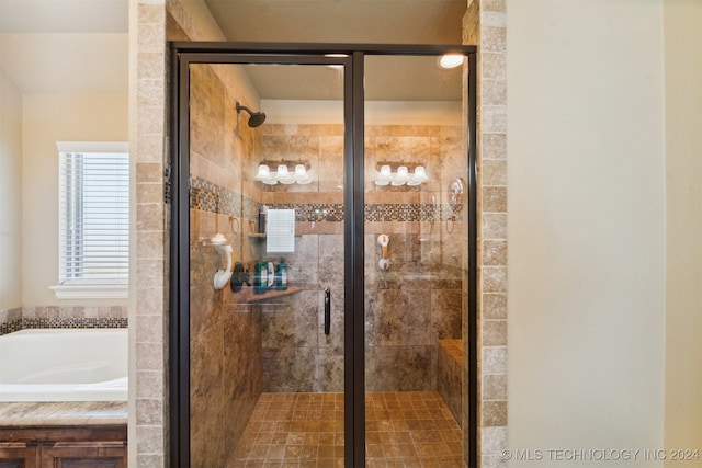 bathroom with plus walk in shower