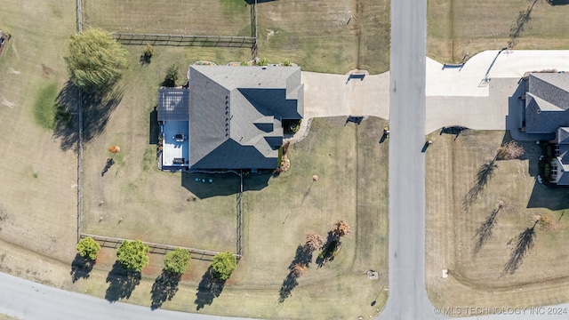 drone / aerial view with a rural view