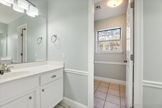 bathroom with tile patterned floors and vanity